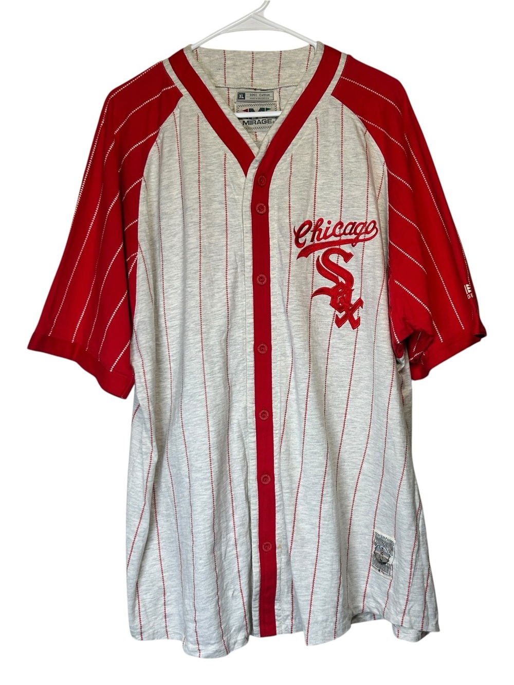 VTG 90s Mirage Chicago White Sox Pinstripe Baseball Jersey Mens XL Cooperstown